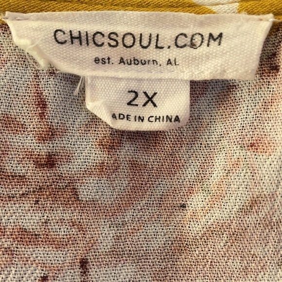 Chic Soul Mustard Floral Romper 2X (16-18) Plus Size Boho Festival - Picture 11 of 16